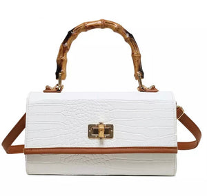 Geneva Bamboo Handbag ~ White