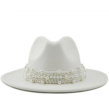 Load image into Gallery viewer, Stacked Pearl Fedora Hat - White
