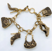 Load image into Gallery viewer, Toggle Shop-a-holic Charm Bracelet ~ Gold
